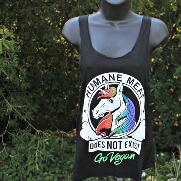 Dolls Kill Tops - Vegan unicorn fitted racerback tank top